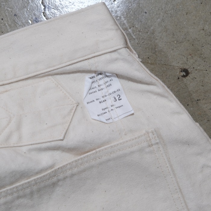 TCB jeans �ƥ��������ӡ������󥺡�Catface Trousers Ecru�ۥ���åȥե������ȥ饦������ �ߥ꥿�꡼ �ۥ磻�ȥǥ˥� ������ ���åȥ�100%