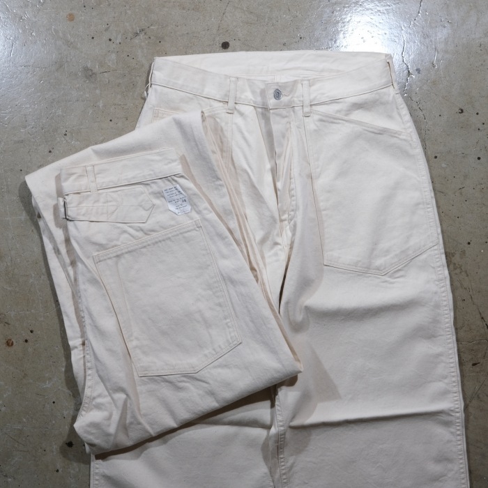 TCB jeans �ƥ��������ӡ������󥺡�Catface Trousers Ecru�ۥ���åȥե������ȥ饦������ �ߥ꥿�꡼ �ۥ磻�ȥǥ˥� ������ ���åȥ�100%