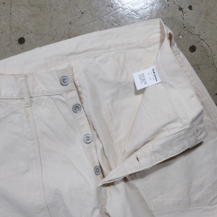 TCB jeans �ƥ��������ӡ������󥺡�Catface Trousers Ecru�ۥ���åȥե������ȥ饦������ �ߥ꥿�꡼ �ۥ磻�ȥǥ˥� ������ ���åȥ�100%