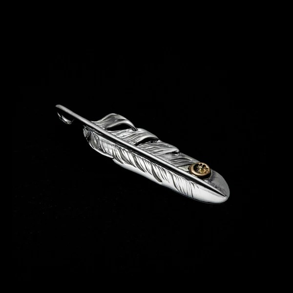 MOTOR NEW VINTAGE �⡼������FT-11L�ۡ�FEATHER PENDANT (18K GOLD ACCENT) �ۢ�SMALL�� K18�᥿���վ��ե�����(��) MOTO LEATHER 