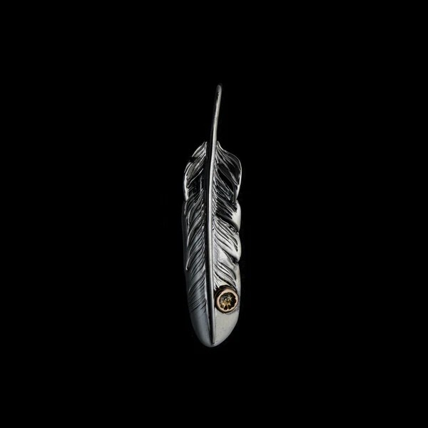 MOTOR NEW VINTAGE �⡼������FT-11L�ۡ�FEATHER PENDANT (18K GOLD ACCENT) �ۢ�SMALL�� K18�᥿���վ��ե�����(��) MOTO LEATHER 