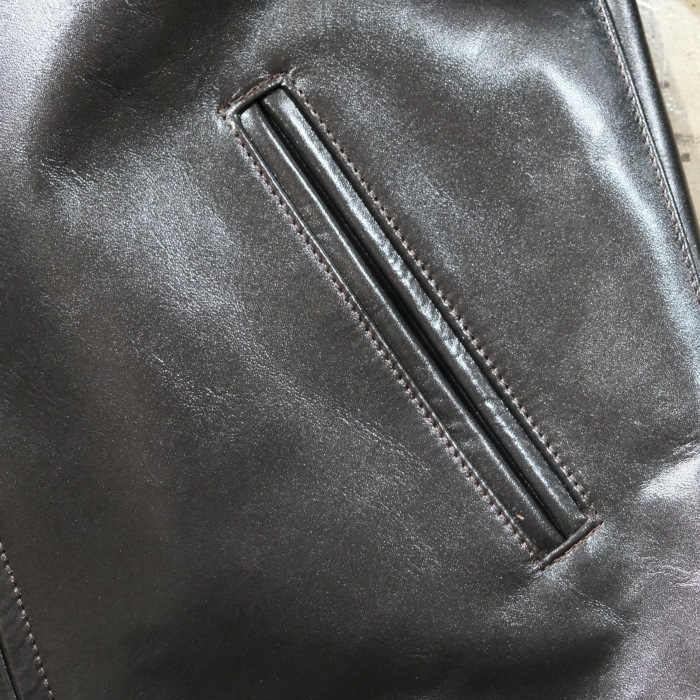 Y'2 LEATHER �磻�ġ��쥶����PR-64�ۡ�VINTAGE HORSE  LIGHT SINGLE BREASTED JKT��BLACK(TEA-CORE)��ۥӥ�ơ����ۡ����饤�� ���󥰥�饤���������㥱�å�