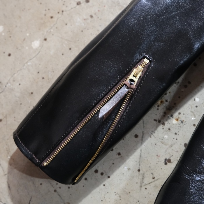 Y'2 LEATHER �磻�ġ��쥶����PR-64�ۡ�VINTAGE HORSE  LIGHT SINGLE BREASTED JKT��BLACK(TEA-CORE)��ۥӥ�ơ����ۡ����饤�� ���󥰥�饤���������㥱�å�
