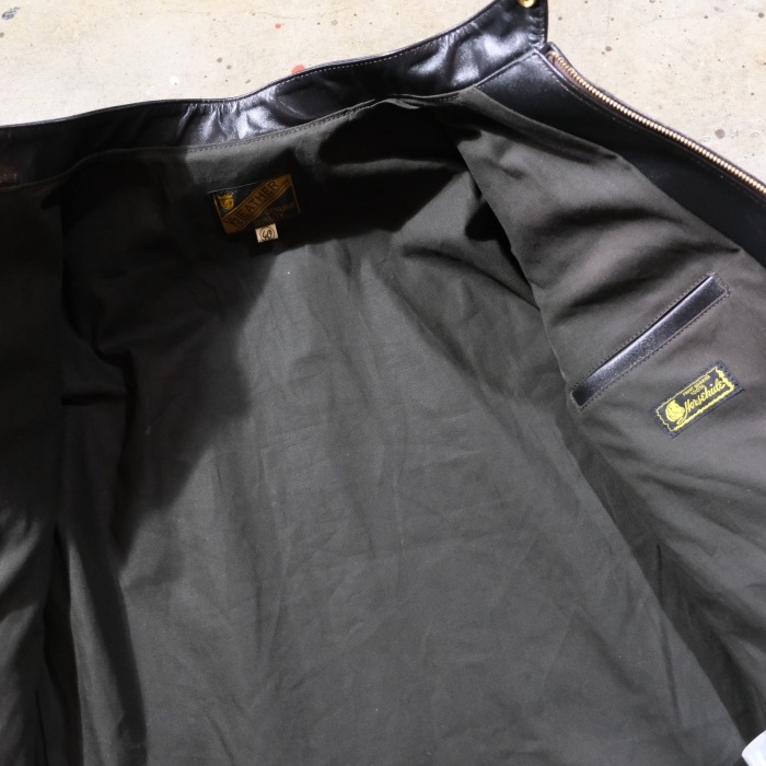 Y'2 LEATHER �磻�ġ��쥶����PR-64�ۡ�VINTAGE HORSE  LIGHT SINGLE BREASTED JKT��BLACK(TEA-CORE)��ۥӥ�ơ����ۡ����饤�� ���󥰥�饤���������㥱�å�