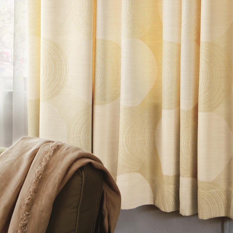 防炎＞パステルカラーと線画で優しい雰囲気のサークル柄。日光を