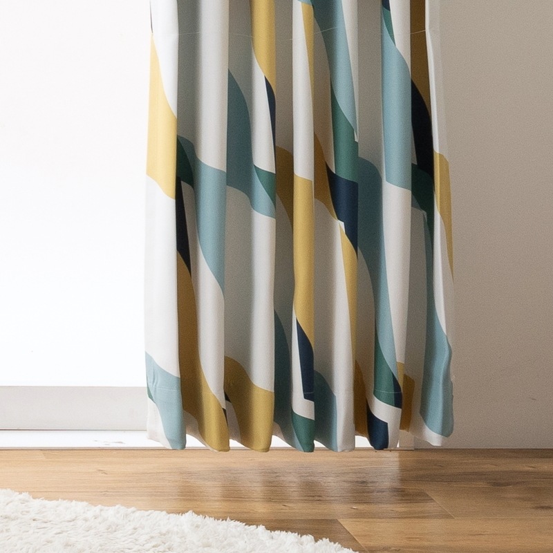 20％オフ・在庫限りで終了】＜防炎＞ホワイト＆グリーン＆イエローの