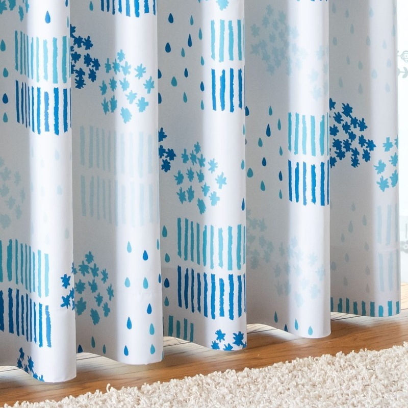 星燈社×ユニベール>遮光3級カーテン【あまつぶ BL】ブルー | 星