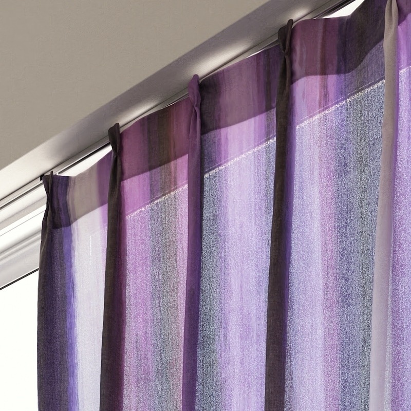 レースカーテン ストライプ 出窓 おしゃれ パープル ベージュ ブラウン レッド 赤 グレー 灰色 オーダーカーテン 幅60〜100cm丈60〜100cm カーテン パープル ストライプの通販