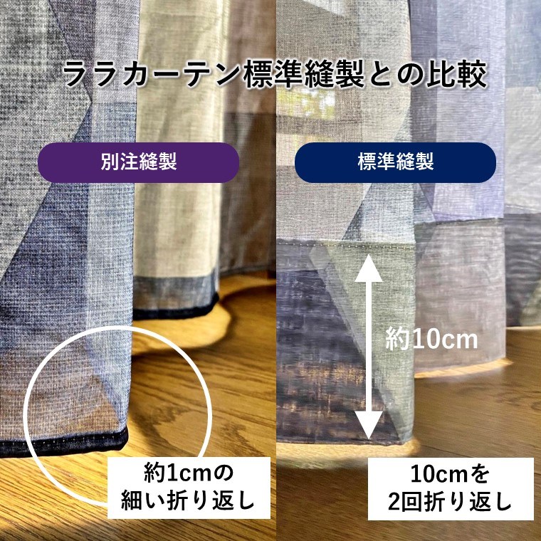 レースカーテン用】別注対応＜裾：ウェイトテープ巻き込み仕様＞※商品