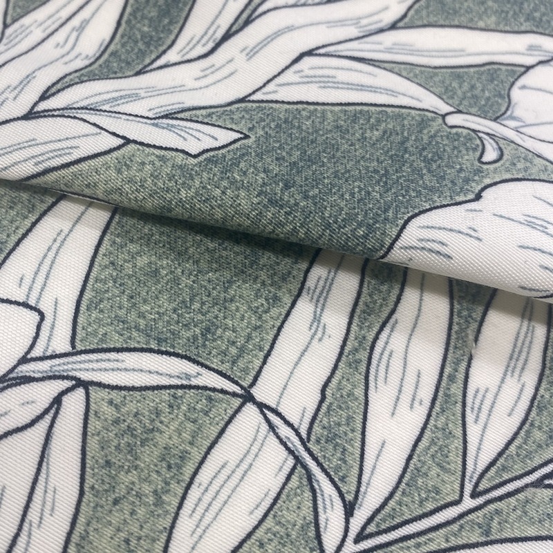 防炎＞モスグリーンとボタニカル柄が生み出す癒し空間。お部屋に光を