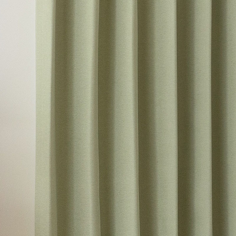 防炎＞ナチュラルな杢調の無地風遮光2級カーテン【フラウン GN