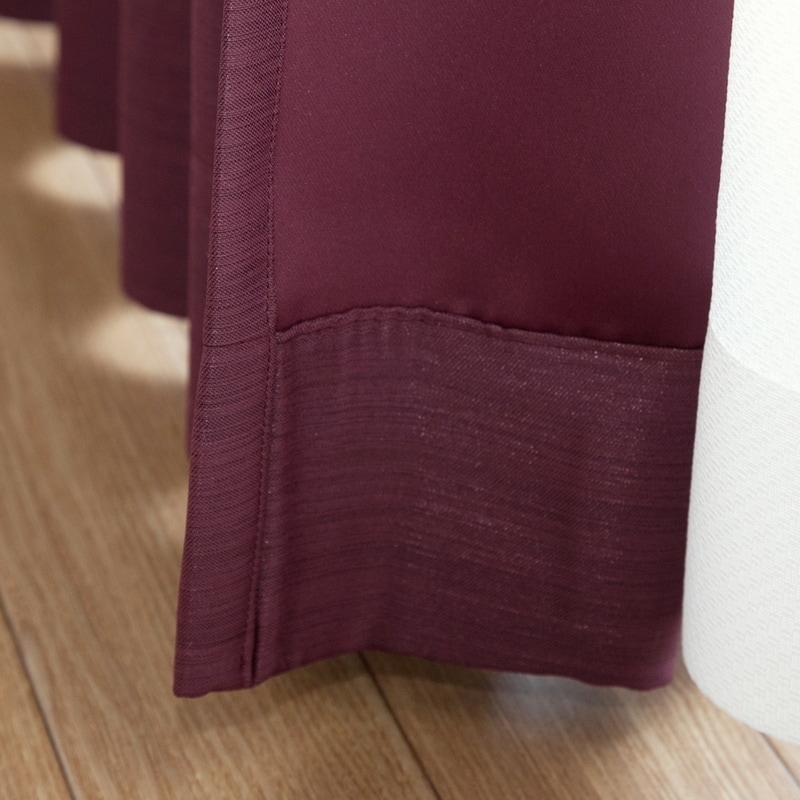 日本製　防炎1級遮光カーテン　ワインレッド　ロング丈 防炎＞生地の厚みと光沢感が魅力の遮光1級無地カーテン【ニュー