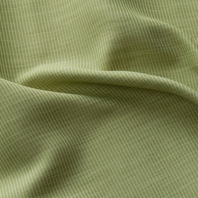 防炎＞細かいストライプ柄の遮光3級カーテン【フーダ GN】グリーン