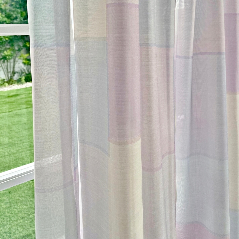 ララカーテンオリジナル＞パッチワークデザインのボイルレースカーテン
