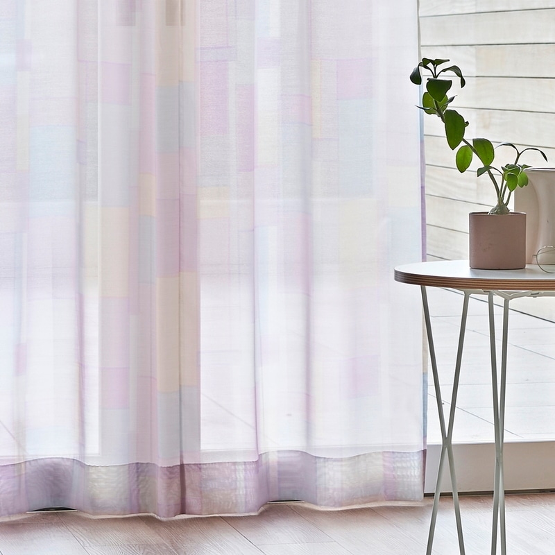 ララカーテンオリジナル＞パッチワークデザインのボイルレースカーテン