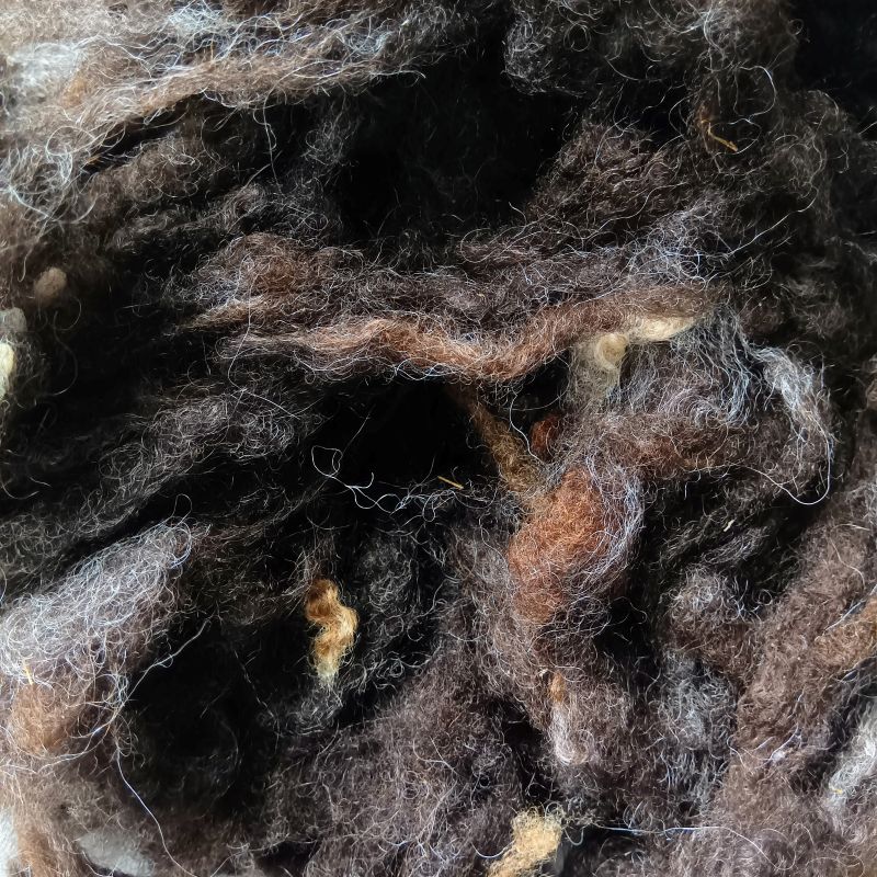 クロスブレッド・ブラウン（洗毛済み）100ｇ ＜紡毛 紡ぎ 染め 羊毛 フェルト＞