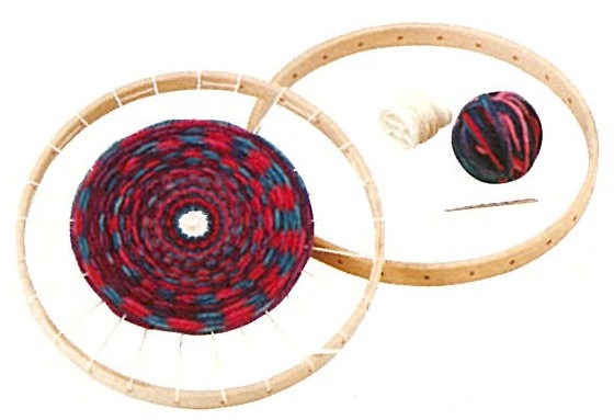 ラウンド型手織りセット 白木 ＜卓上 手織り 織り機　タペストリー 織機　ヘドル＞