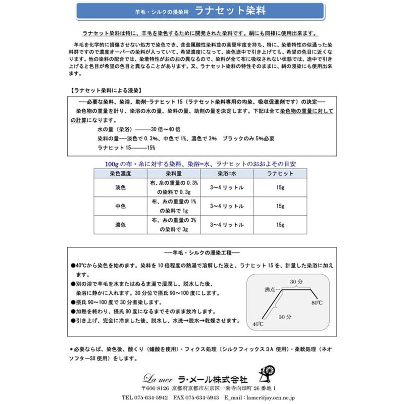 ラナセット染料　100g ＜染め 染色＞