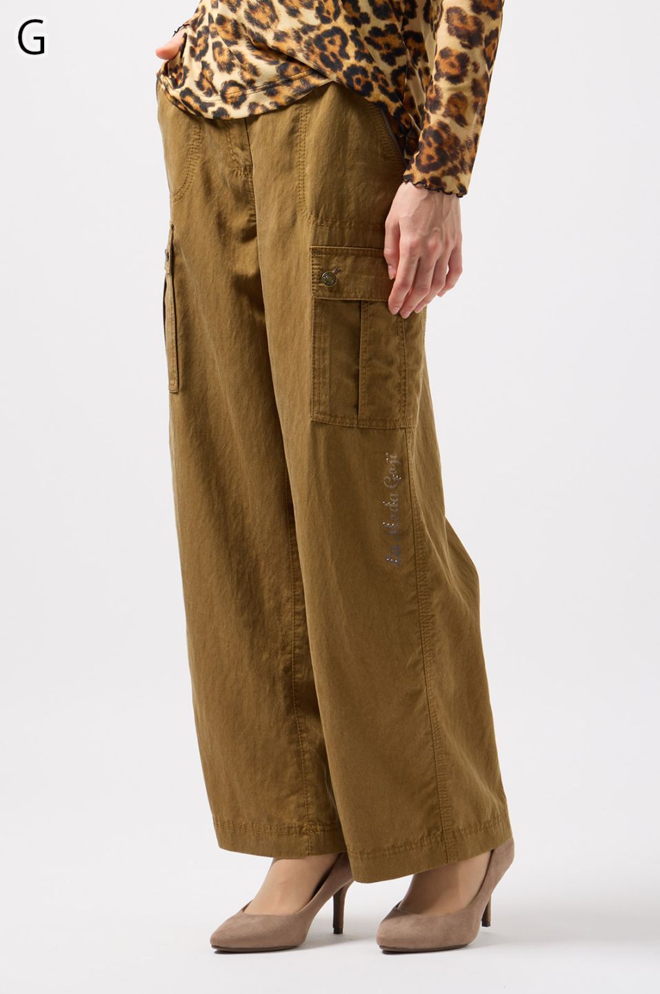 【新品タグ付】伊太利屋11号ジャガードストレッチパンツウエスト伸縮性美脚細見え 新作,新作 パンツ | 伊太利屋 LaModaGOJI