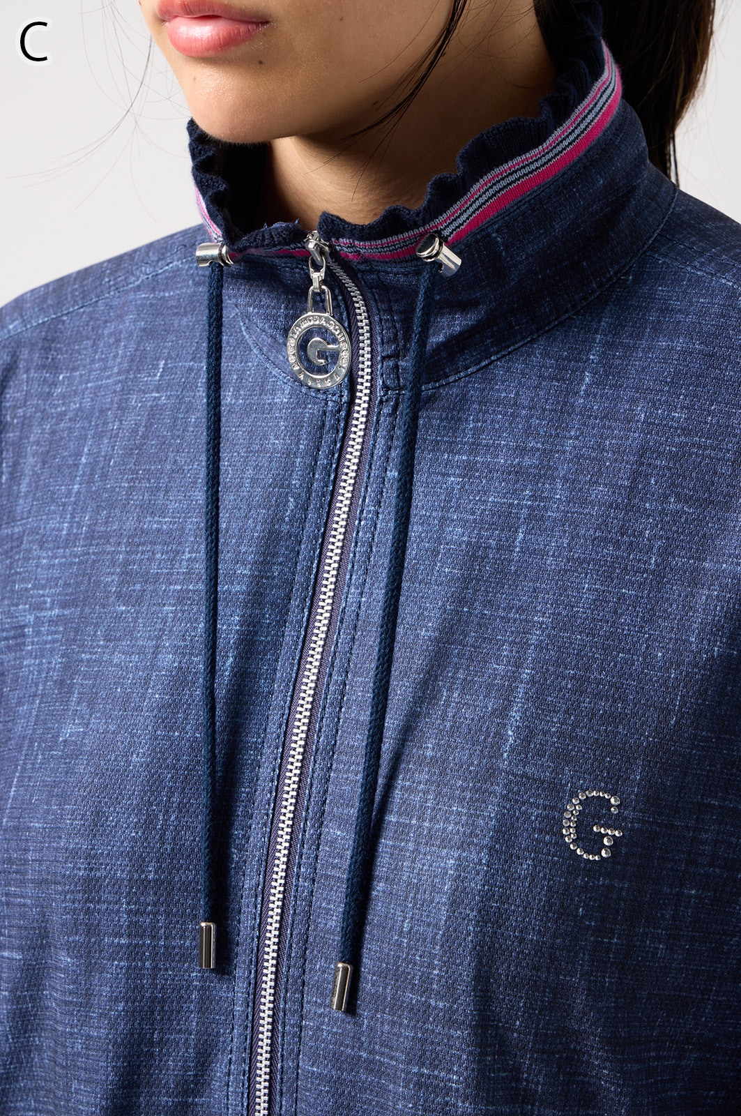 伊太利屋 デニムジャケット 伸縮性 プリント総柄 アニマル柄 M〜L相当