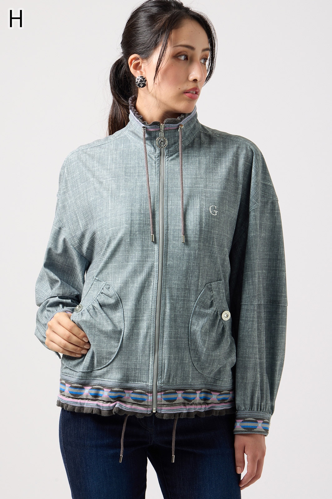 No.626113 ストレッチ・デニム風素材ジャケット（ブルゾン