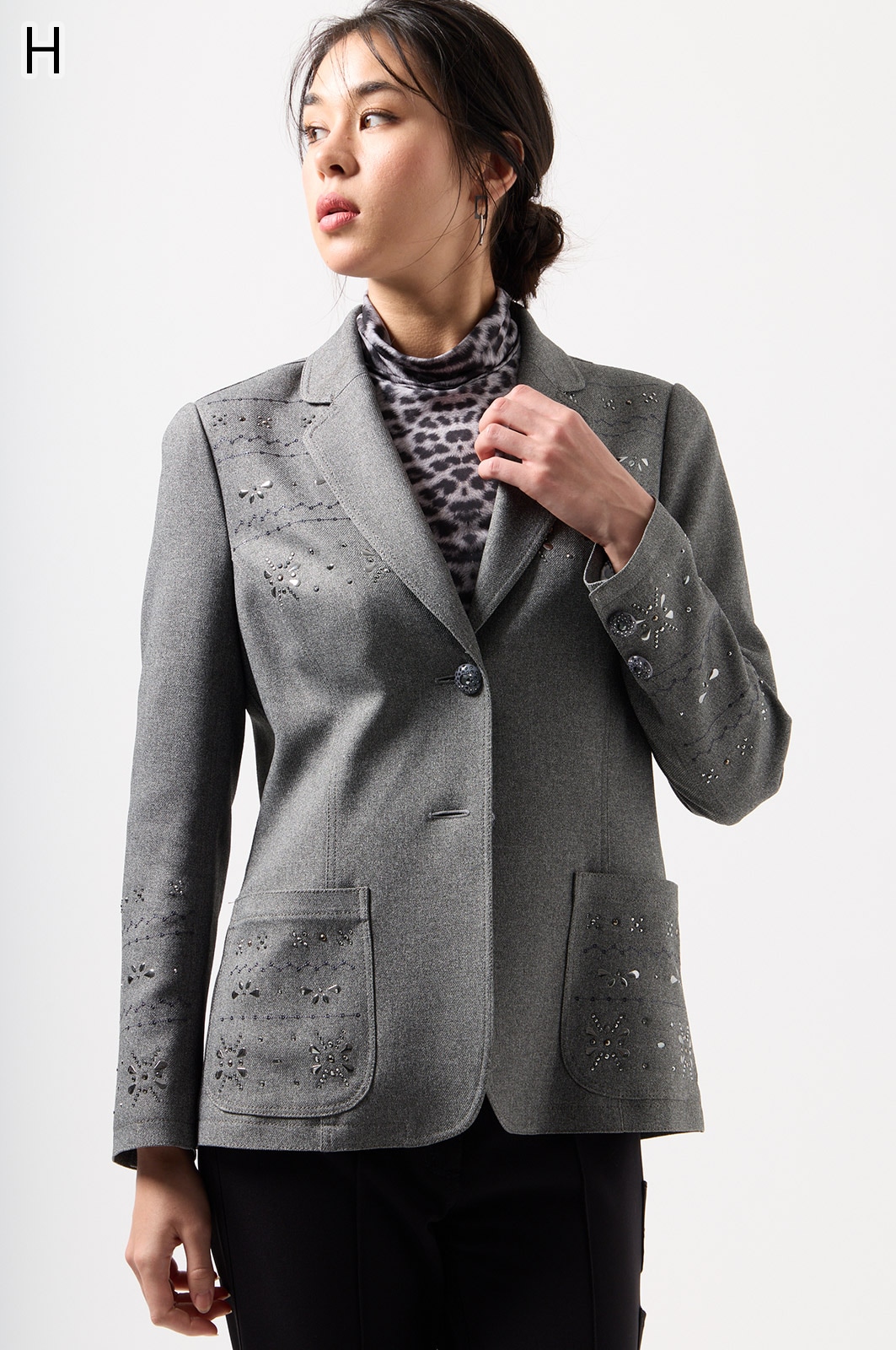 【未使用品】伊太利屋　イタリヤ　ラモーダゴジ　ハイネック ジップ　ジャケット 未使用品】伊太利屋 イタリヤ ラモーダゴジ ハイネック ジップ