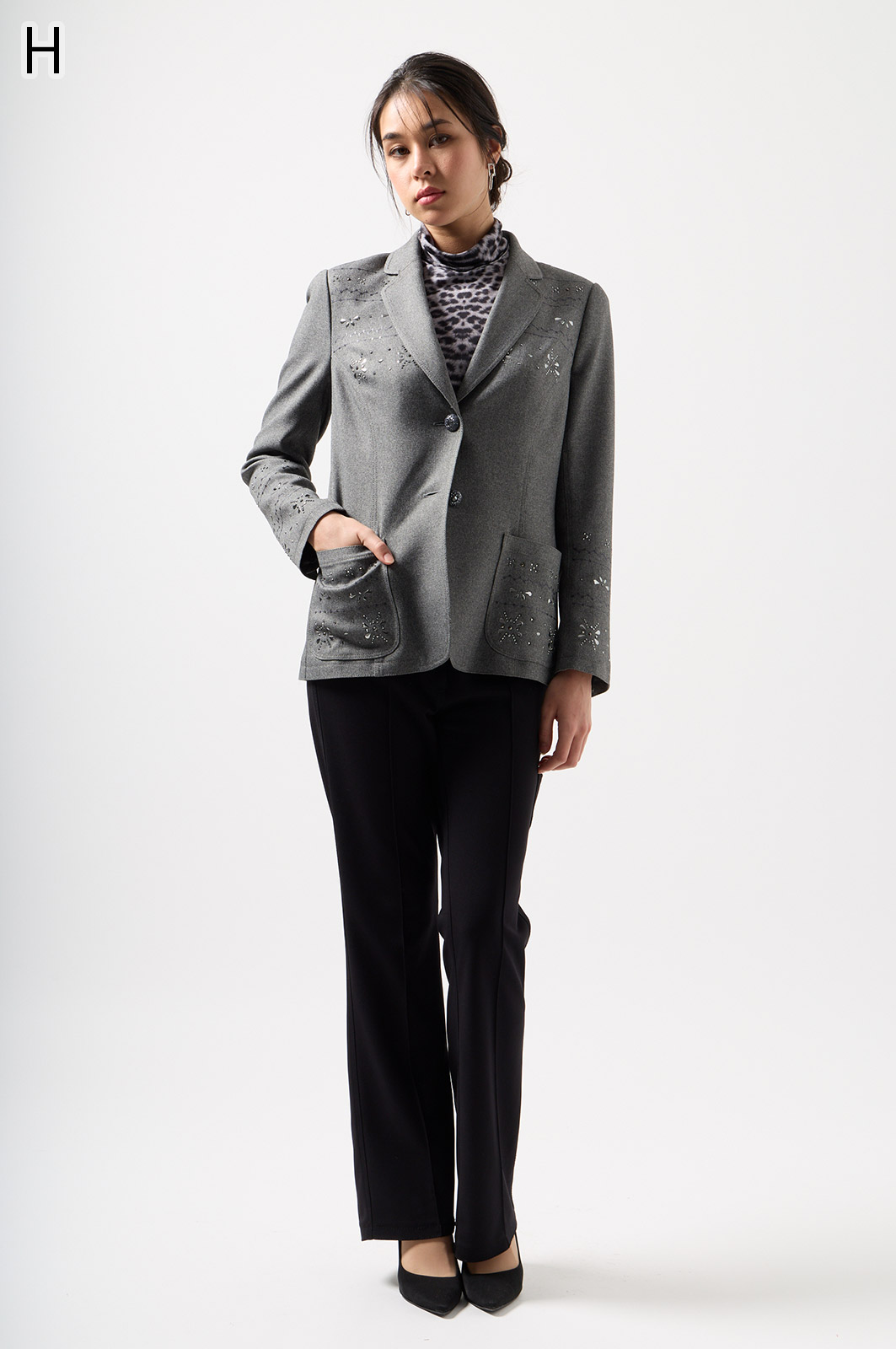 ジャケット・アウター KAO TAKA-Q 綿混ニット 2ボタン テーラードジャケット （ライトグレー