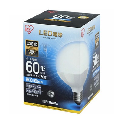 LDG7N-G-6V4 || ボール形LED電球 【5個単位販売】 アイリスオーヤマ 60