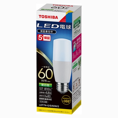 TOSHIBA LED電球 LDA7N-G/60W/2 810lm 10個 LDT7N-G/S/60W/2 || LED電球 東芝 T形 一般電球60W形相当(810lm)【密閉