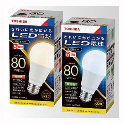 LDA9N-G/80W/2 || 一般電球形LED電球 東芝(TOSHIBA) 一般白熱