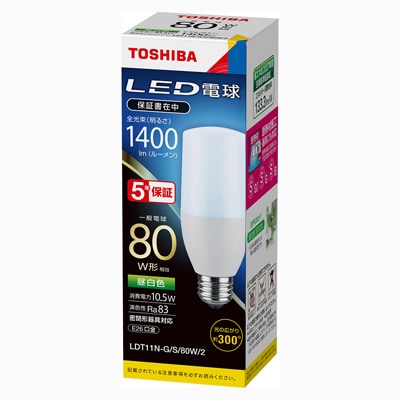 LDT11N-G/S/80W/2 || LED電球 東芝 T形 一般電球80W形相当(1400lm 