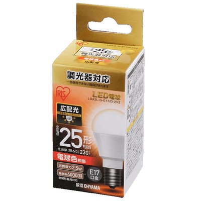 LDA3L-G-E17/D-2V3 || 小型電球型LEDランプ【6個単位販売】アイリス