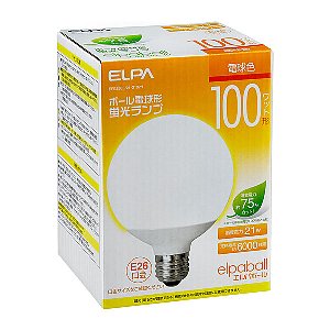 EFG25EL/21-G102H || ボール電球形蛍光ランプ エルパ(ELPA) 100W形相当