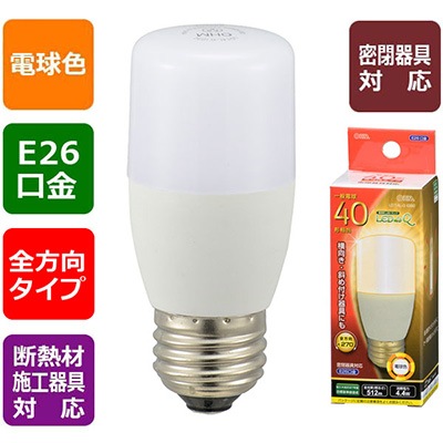 LDT4L-G IG92 || LED電球 OHM (オーム電機) T形【白熱電球40W相当