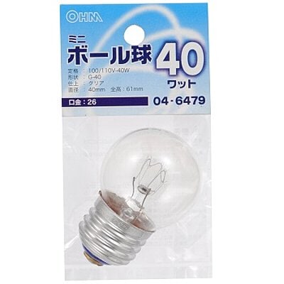 LB-G4640-C || 白熱電球 OHM (オーム電機) ミニボール球 40W形 G40