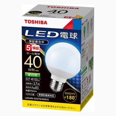 LDG4N-G/G70/40W/2 || LED電球 東芝 ボール電球形 G70 ボール電球40W形