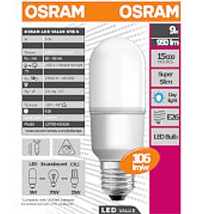 LDT9D-VS/E26 || LEDランプ【5個単位販売】 OSRAM LED VALUE STICK