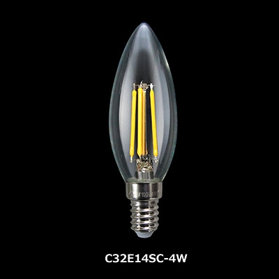 LED シャンデリア球 220V 50Hz 10個セット TZC32E14SC-4-100/21 || シャンデリア型LEDフィラメント電球【25個