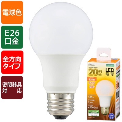 LDA3L-G AG52 || 一般電球形LED電球 OHM 屋内用/密閉形器具対応/調光