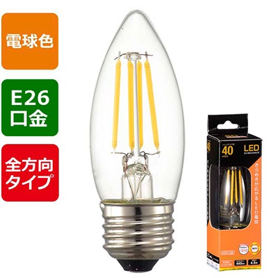 LEDシャンデリア球　電球色　10個セット 慧光（エコウ） LED電球 シャンデリア球 フィラメント 10個セット E17