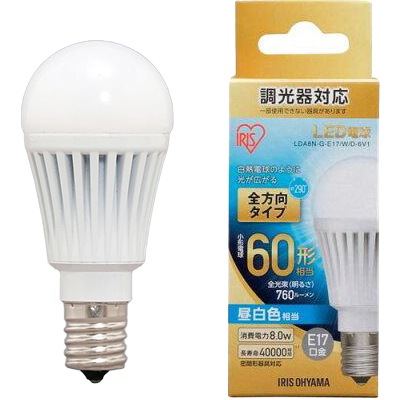 LDA8N-G-E17/W/D-6V1 || 小型電球型LEDランプ【6個単位販売】 アイリス