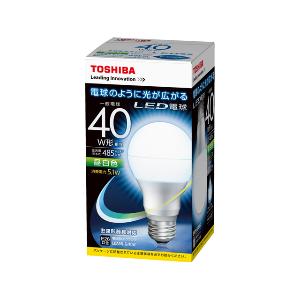 TOSHIBA LED電球　LDA5N  昼白色 LDA5N-G/40W || 東芝(TOSHIBA) || 一般電球40W形相当の明るさ(485Lm