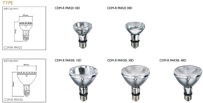 生産終了品】CDM-R70W/942PAR30L10 || PHILIPS 70W形 97ミリ外径 色