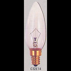 C32E14C110V10W || 東西電気 32ミリ径 全長(102mm) E14口金 ガラス色