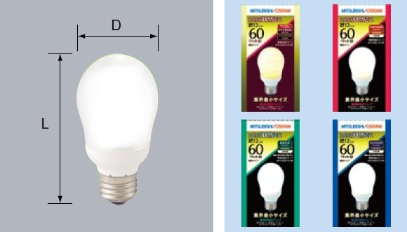 東京、三菱蛍光灯電球セット EFA15ED/12・SPF || 三菱電機(MITSUBISHI)55ミリ幅 外径(55mm) A15形