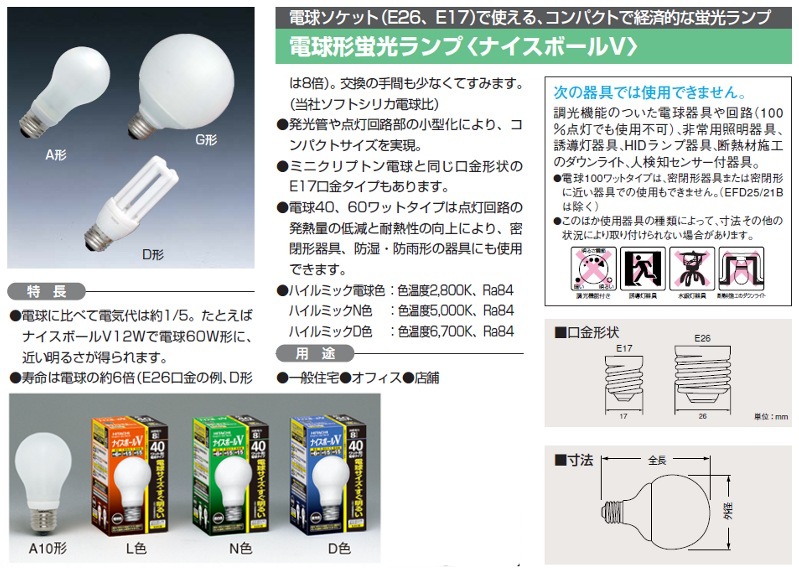 HITACHI ナイスボールV 40W EFA10EL/8B ナイスボールV EFA10EL⁄8B 40W