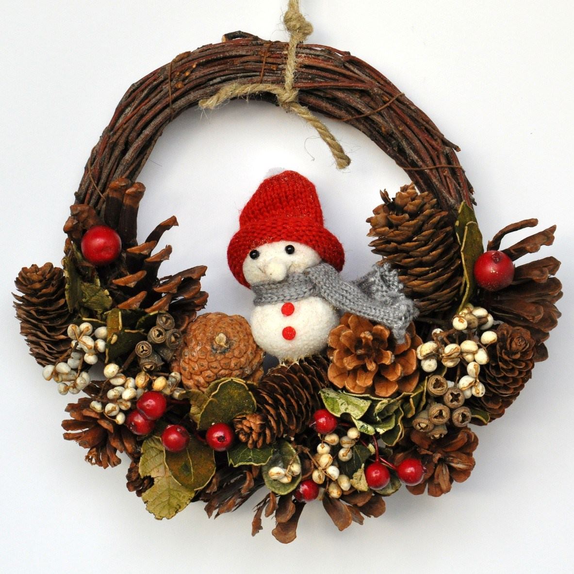 インテリア雑貨 】 スマイル・スノーマンの クリスマスリース Ф23cm