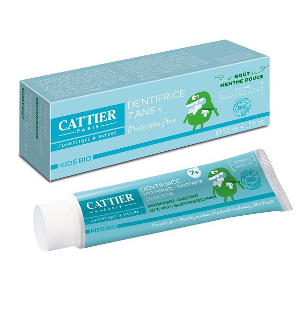 【カティエ】　歯磨き粉　７歳以上用　 （アロエベラ＆ステビア配合） オーガニック認定　Gout Menthe Douce Cattier