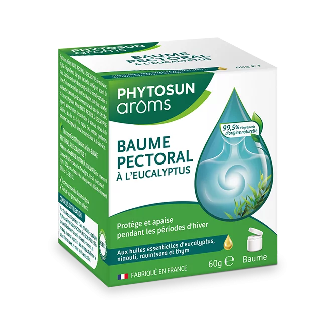 【フィトサンアローム】　鼻づまり・呼吸器系のケア用バーム　（ユーカリ、ラヴィンサラ、ニアウリ、タイム精油入り）60g