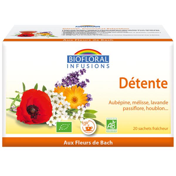 【ビオフローラル】　安眠・ストレス除去・リラクゼーションのためのハーブティー　59種類のオーガニック植物入りスウェーデンのエリクサー療法 20袋 Detente- BIOFLORAL　